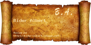 Bider Albert névjegykártya